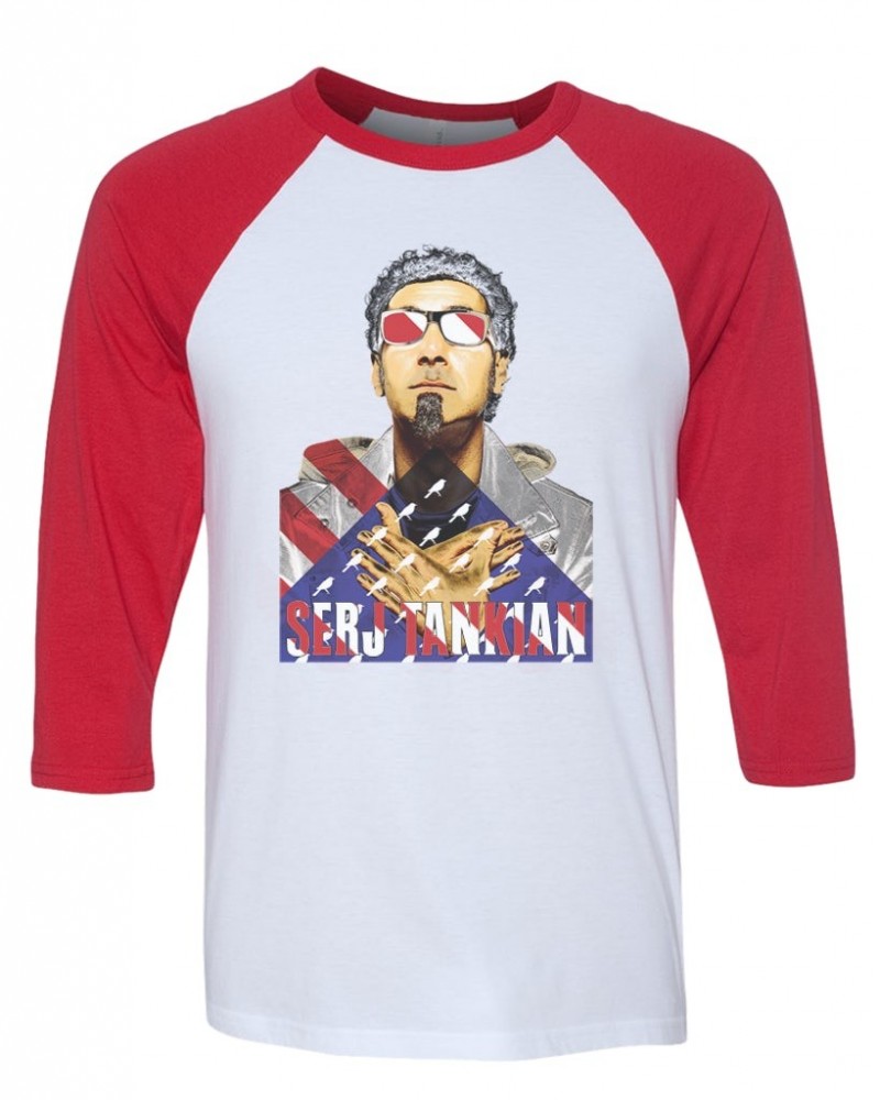 Serj Tankian Women's | Patriotic | 3/4 Sleeve Baseball Tee $12.00 Shirts