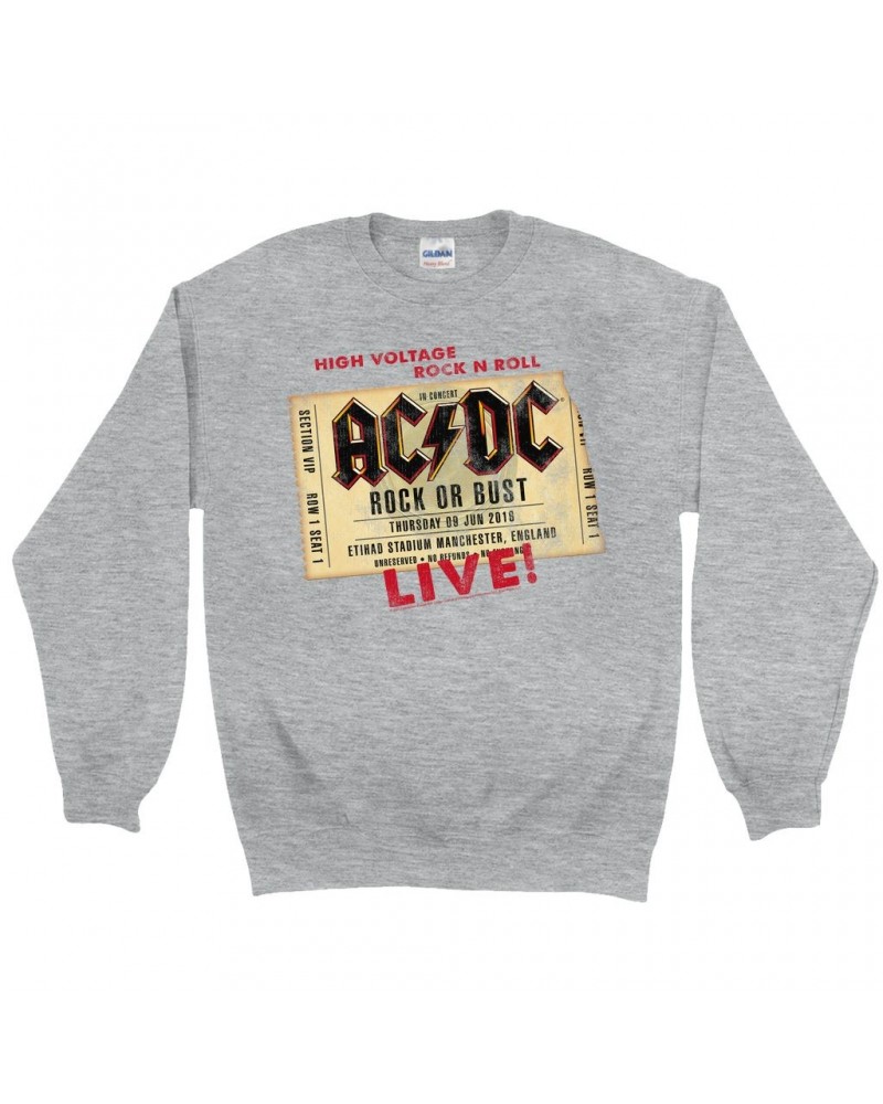 AC/DC Sweatshirt | Rock or Bust Manchester England Concert Ticket Sweatshirt $10.83 Sweatshirts