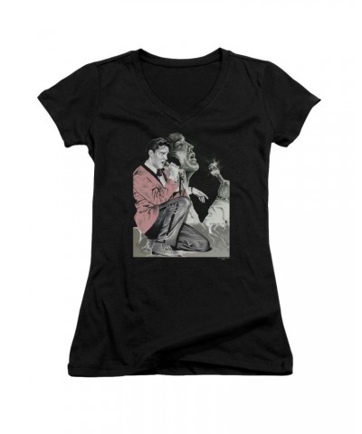 Elvis Presley Junior's V-Neck Shirt | ROCK N ROLL SMOKE Junior's Tee $9.00 Shirts