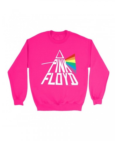 Pink Floyd Bright Colored Sweatshirt | Dark Side Of The Moon Modern Prism Sweatshirt $10.49 Sweatshirts