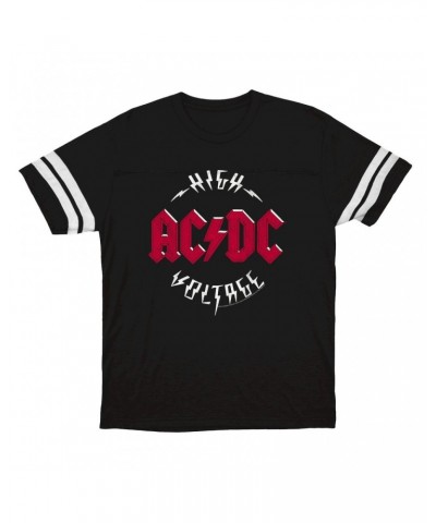 AC/DC T-Shirt | High Voltage Red Logo Distressed Football Shirt $10.54 Shirts