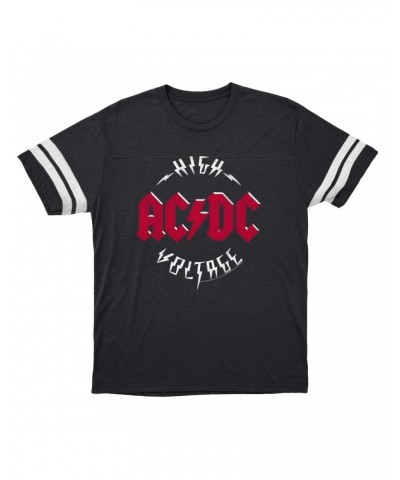 AC/DC T-Shirt | High Voltage Red Logo Distressed Football Shirt $10.54 Shirts