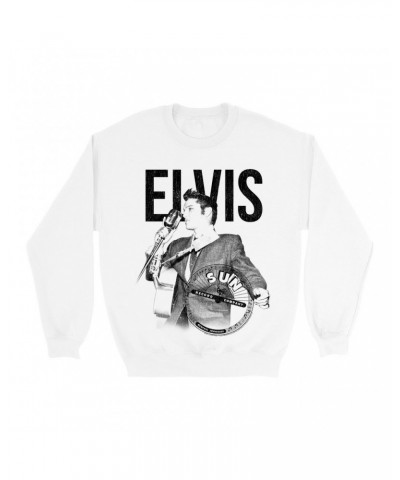 Elvis Presley Sun Records Sweatshirt | Solo Live Black Distressed Sun Records Sweatshirt $16.08 Sweatshirts