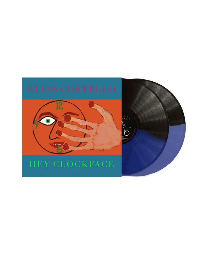 Elvis Costello Hey Clockface SIGNED or UNSIGNED Blue/Black Split Color Vinyl $7.75 Vinyl