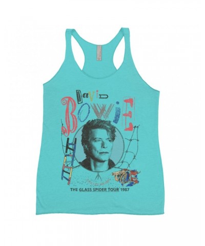 David Bowie Ladies' Tank Top | Never Let Me Down The Glass Spider Tour 1987 Distressed Shirt $8.97 Shirts