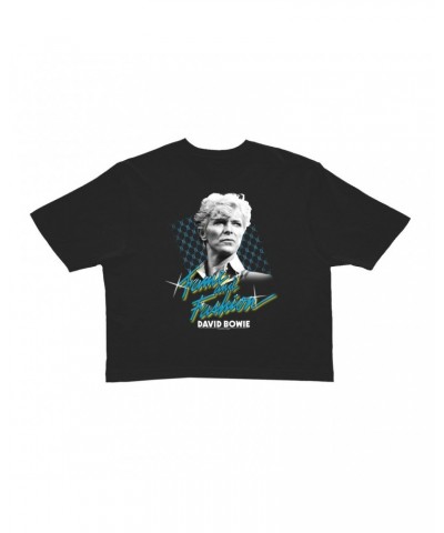 David Bowie Ladies' Crop Tee | Fame And Fashion Design Crop T-shirt $12.94 Shirts