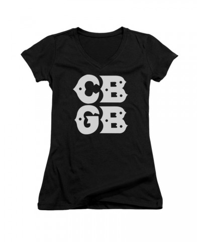 Cbgb Junior's V-Neck Shirt | STACKED LOGO Junior's Tee $6.20 Shirts