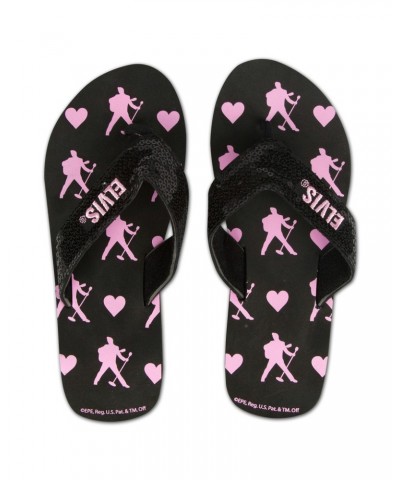 Elvis Presley Silhouette Hearts Sequin Flip Flops $2.42 Footware