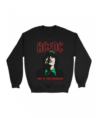 AC/DC Sweatshirt | Lock Up Your Daughters Seeing Red Distressed Sweatshirt $16.43 Sweatshirts