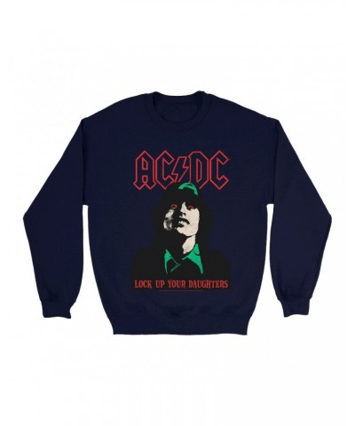 AC/DC Sweatshirt | Lock Up Your Daughters Seeing Red Distressed Sweatshirt $16.43 Sweatshirts