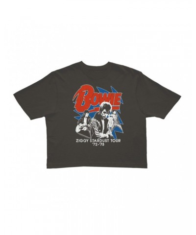 David Bowie Ladies' Crop Tee | Diamond Dogs Tour 1974 Distressed Crop T-shirt $10.24 Shirts