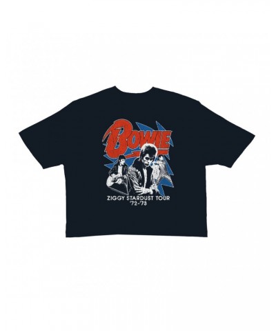 David Bowie Ladies' Crop Tee | Diamond Dogs Tour 1974 Distressed Crop T-shirt $10.24 Shirts