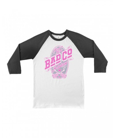 Bad Company 3/4 Sleeve Baseball Tee | Rock N' Roll Fantasy Pink Shirt $14.38 Shirts