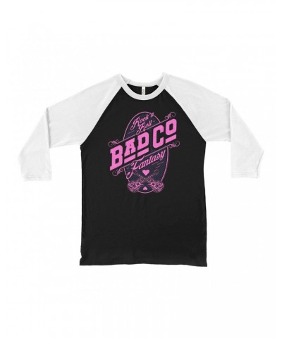 Bad Company 3/4 Sleeve Baseball Tee | Rock N' Roll Fantasy Pink Shirt $14.38 Shirts