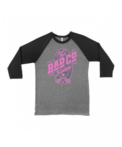 Bad Company 3/4 Sleeve Baseball Tee | Rock N' Roll Fantasy Pink Shirt $14.38 Shirts