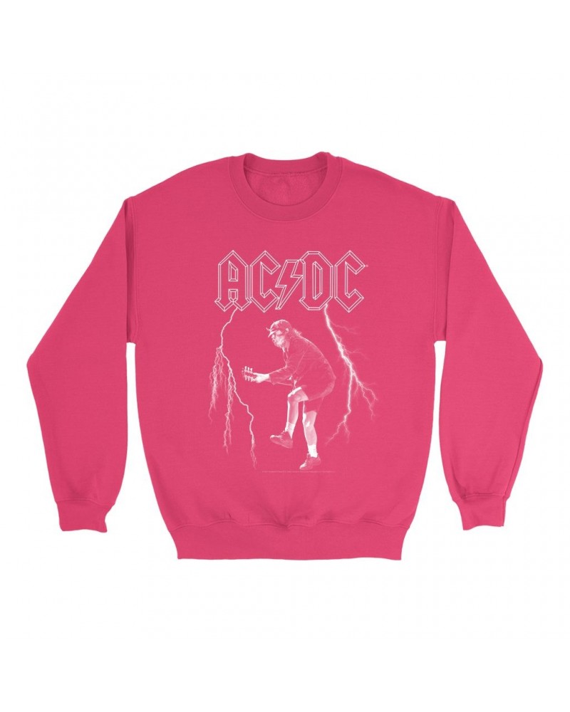 AC/DC Bright Colored Sweatshirt | Angus Young Lighting On Stage Design Sweatshirt $14.68 Sweatshirts