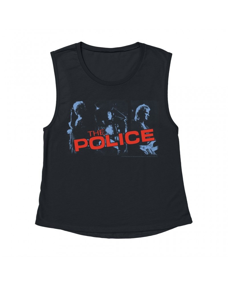 The Police Ladies' Muscle Tank Top | Band Photo And Logo Red Shirt $14.83 Shirts