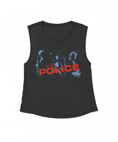 The Police Ladies' Muscle Tank Top | Band Photo And Logo Red Shirt $14.83 Shirts