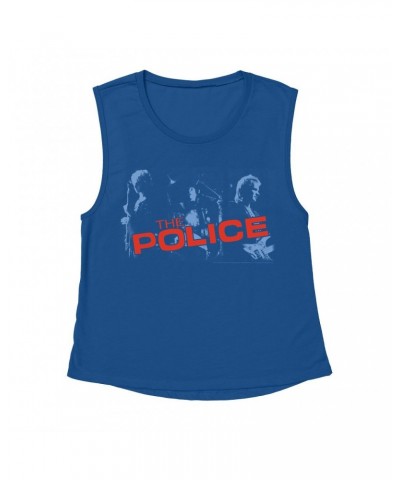 The Police Ladies' Muscle Tank Top | Band Photo And Logo Red Shirt $14.83 Shirts