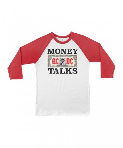 AC/DC 3/4 Sleeve Baseball Tee | Money Talks Design Shirt $14.08 Shirts