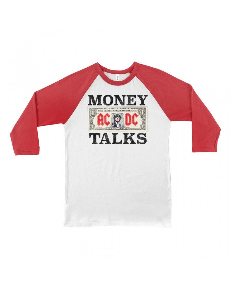 AC/DC 3/4 Sleeve Baseball Tee | Money Talks Design Shirt $14.08 Shirts