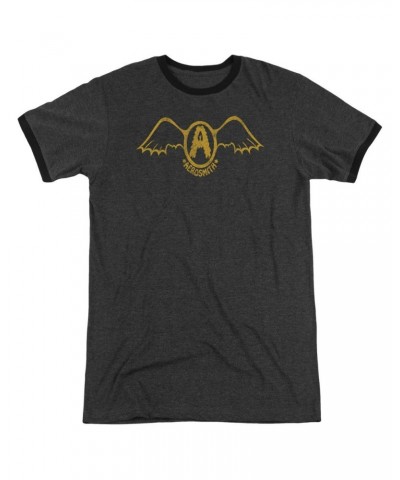 Aerosmith Shirt | RETRO LOGO Premium Ringer Tee $9.66 Shirts