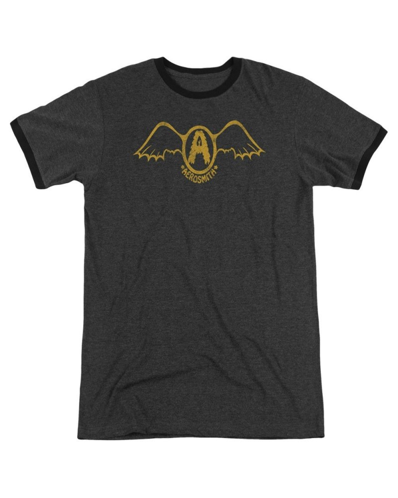 Aerosmith Shirt | RETRO LOGO Premium Ringer Tee $9.66 Shirts