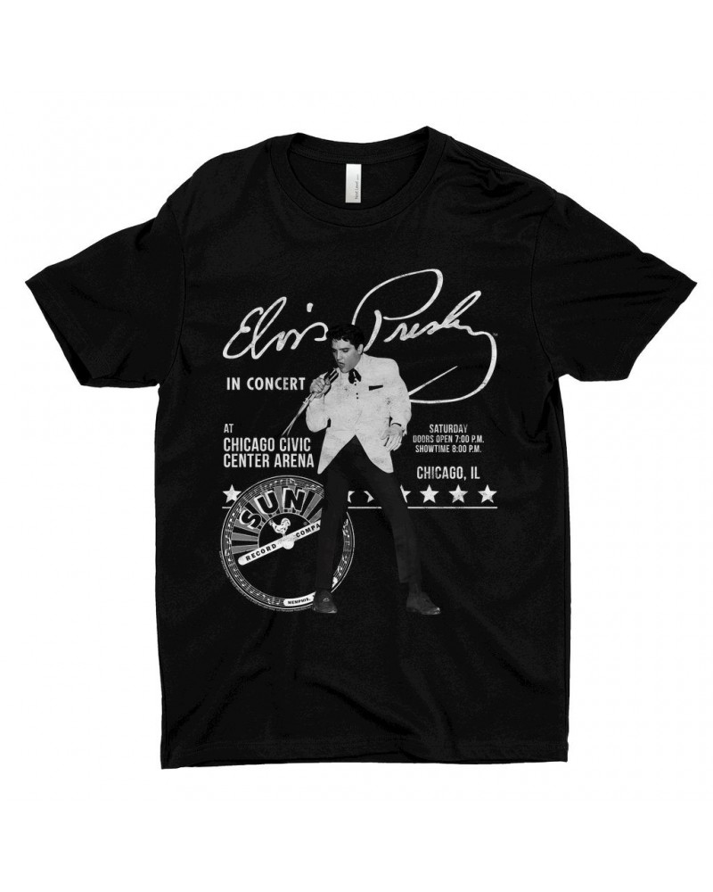 Elvis Presley Sun Records T-Shirt | Chicago Civic Center Arena Show Sun Records Shirt $9.98 Shirts