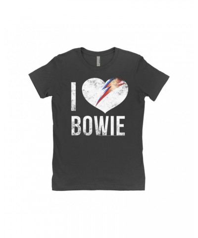 David Bowie Ladies' Boyfriend T-Shirt | I Heart Bowie Distressed Shirt $10.48 Shirts