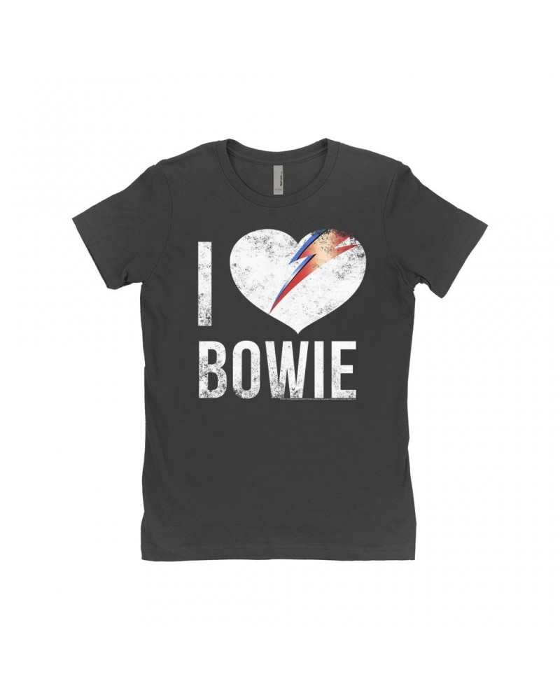 David Bowie Ladies' Boyfriend T-Shirt | I Heart Bowie Distressed Shirt $10.48 Shirts