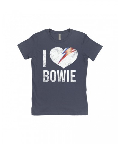 David Bowie Ladies' Boyfriend T-Shirt | I Heart Bowie Distressed Shirt $10.48 Shirts