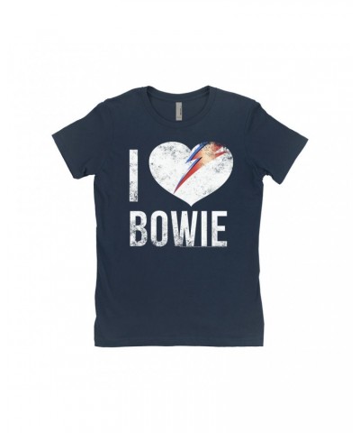 David Bowie Ladies' Boyfriend T-Shirt | I Heart Bowie Distressed Shirt $10.48 Shirts