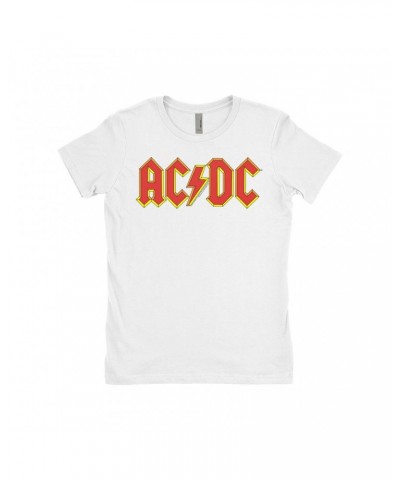 AC/DC Ladies' Boyfriend T-Shirt | Classic Red Yellow Logo Shirt $8.98 Shirts