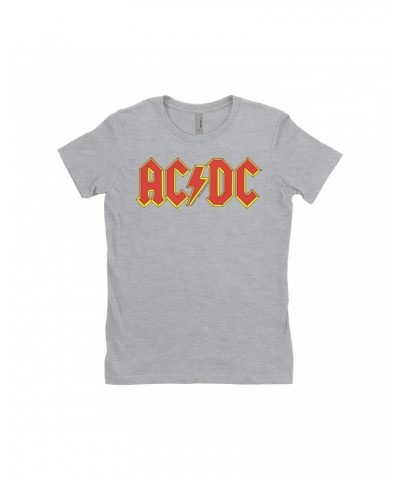 AC/DC Ladies' Boyfriend T-Shirt | Classic Red Yellow Logo Shirt $8.98 Shirts