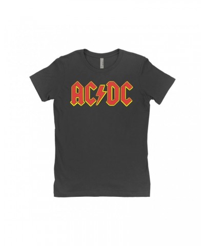 AC/DC Ladies' Boyfriend T-Shirt | Classic Red Yellow Logo Shirt $8.98 Shirts