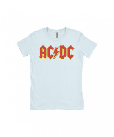 AC/DC Ladies' Boyfriend T-Shirt | Classic Red Yellow Logo Shirt $8.98 Shirts