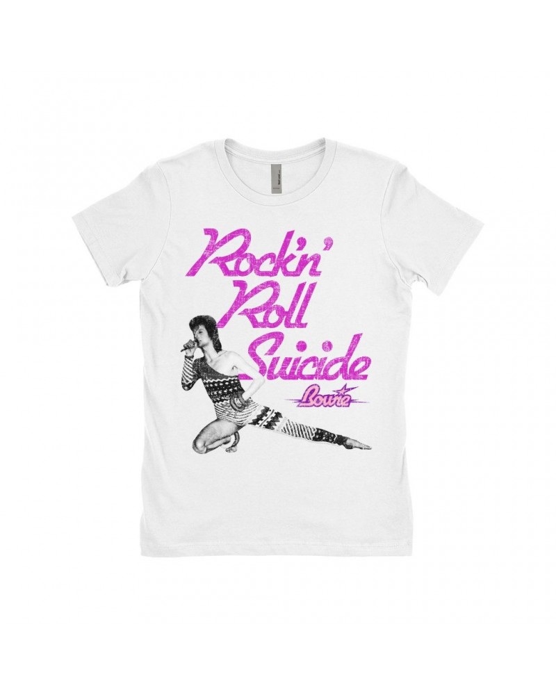 David Bowie Ladies' Boyfriend T-Shirt | Rock N' Roll Suicide Distressed Shirt $11.98 Shirts