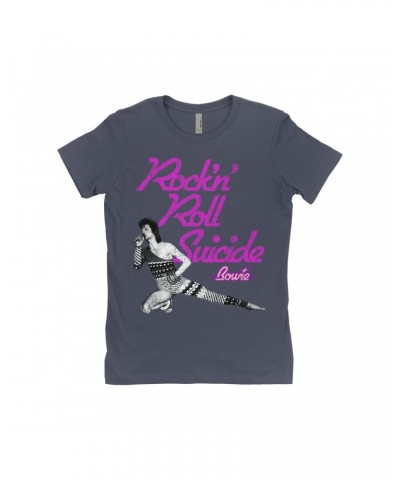 David Bowie Ladies' Boyfriend T-Shirt | Rock N' Roll Suicide Distressed Shirt $11.98 Shirts