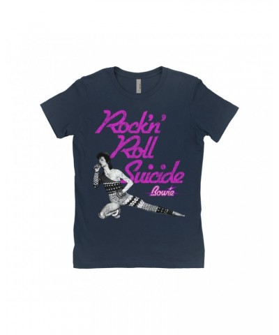 David Bowie Ladies' Boyfriend T-Shirt | Rock N' Roll Suicide Distressed Shirt $11.98 Shirts