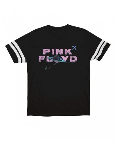 Pink Floyd T-Shirt | Pastel Orbit Logo Distressed Football Shirt $15.16 Shirts