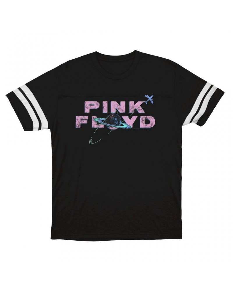 Pink Floyd T-Shirt | Pastel Orbit Logo Distressed Football Shirt $15.16 Shirts