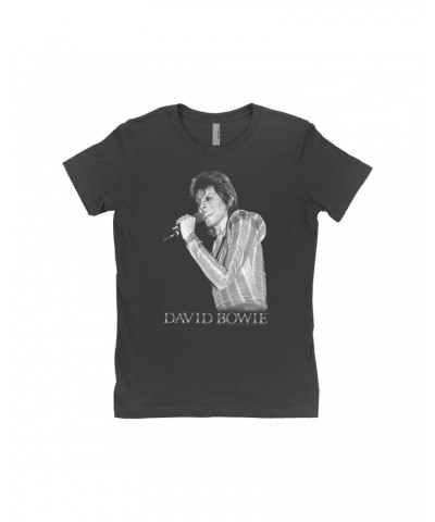 David Bowie Ladies' Boyfriend T-Shirt | Ziggy Stardust On Stage Singing Shirt $11.23 Shirts