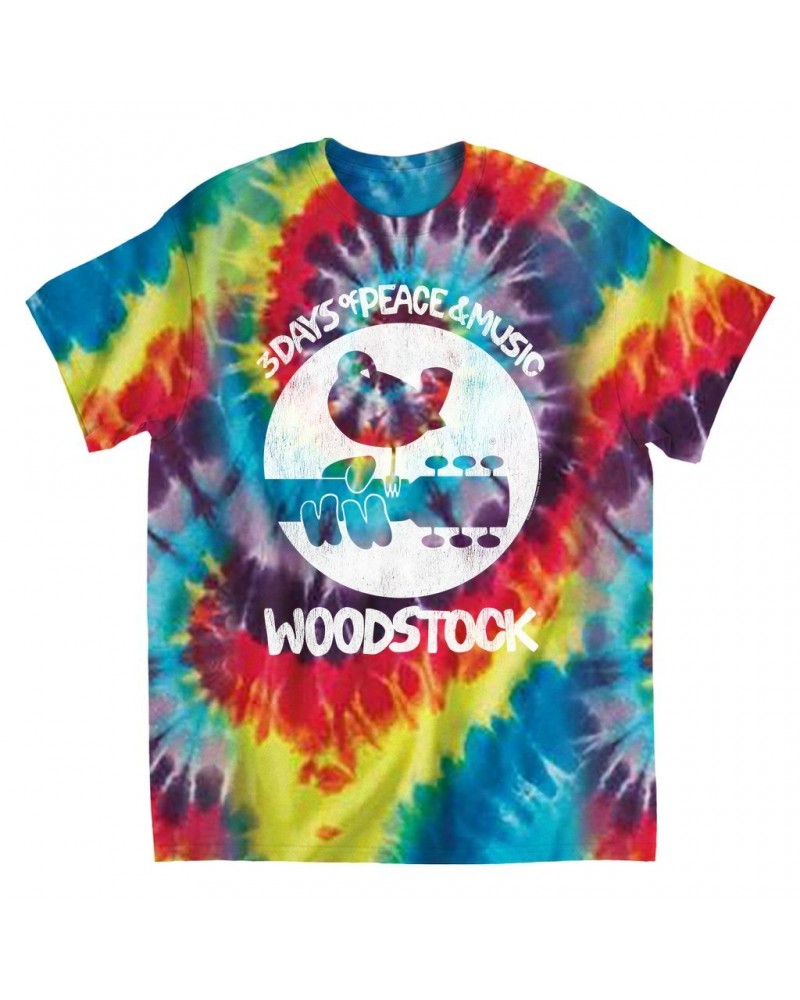 Woodstock T-Shirt | Bird And Guitar All In White Tie Dye Shirt $11.05 Shirts