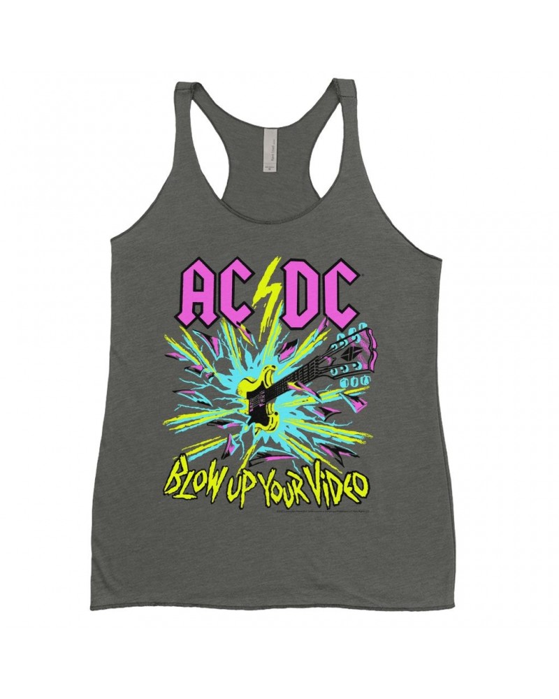 AC/DC Ladies' Tank Top | Blow Up Your Video Neon Design Shirt $13.61 Shirts