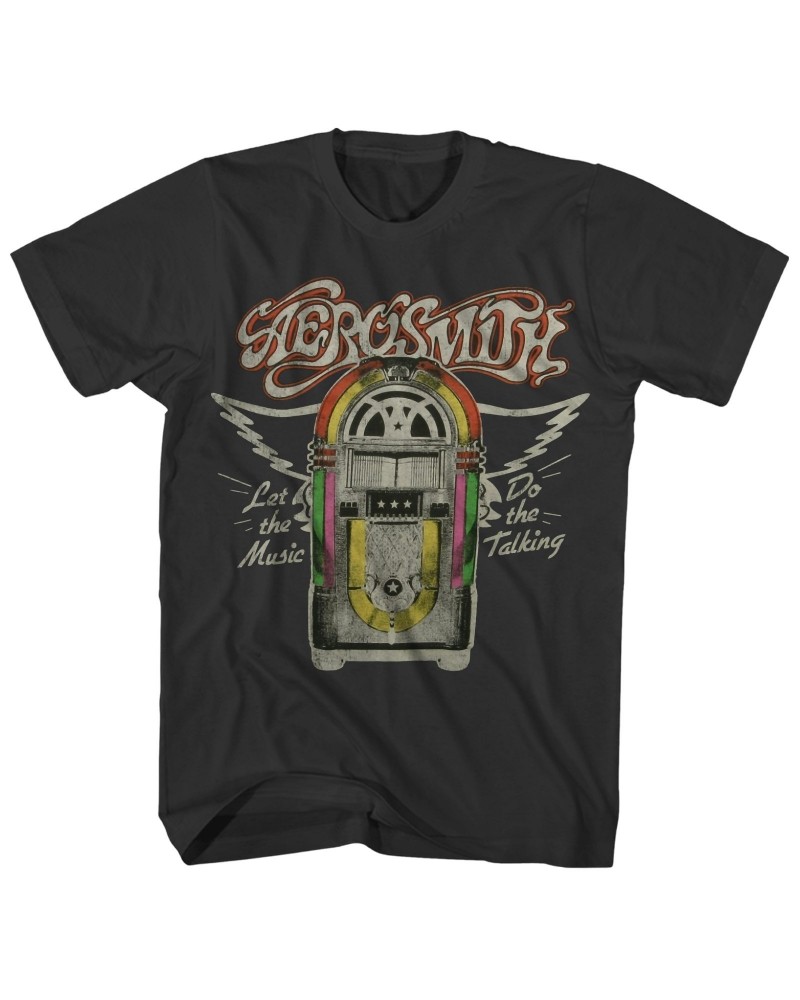 Aerosmith T-Shirt | Let The Music Do The Talking Jukebox Shirt $9.48 Shirts