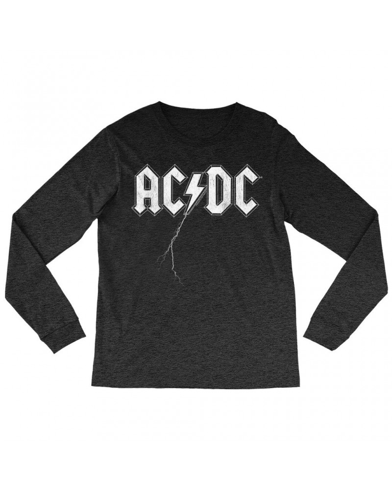 AC/DC Heather Long Sleeve Shirt | Lightning Strike Logo Shirt $11.98 Shirts