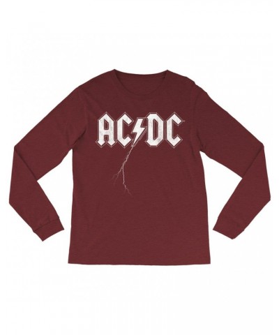 AC/DC Heather Long Sleeve Shirt | Lightning Strike Logo Shirt $11.98 Shirts