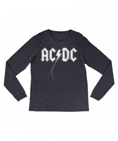 AC/DC Heather Long Sleeve Shirt | Lightning Strike Logo Shirt $11.98 Shirts