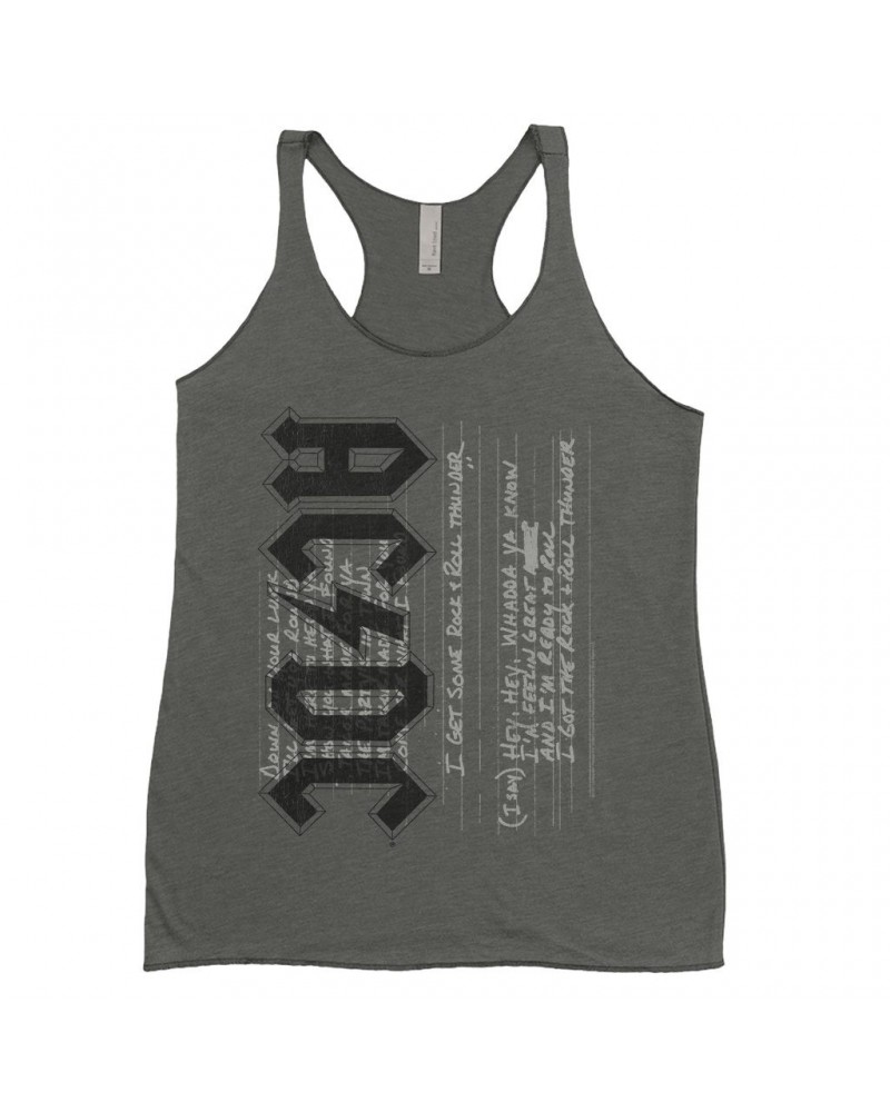 AC/DC Ladies' Tank Top | Rock N' Roll Thunder Lyrics Image Shirt $10.71 Shirts